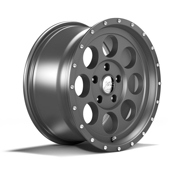 Alu Felge Alloy Alcoa 8,5x17 ET+12 Gunmetal grau Jeep Wrangler JK 07-18 TÜV Serie 1426