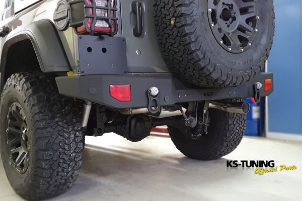 Auspuff jeep Wrangler JLU 4xe Hyprid von hinten 