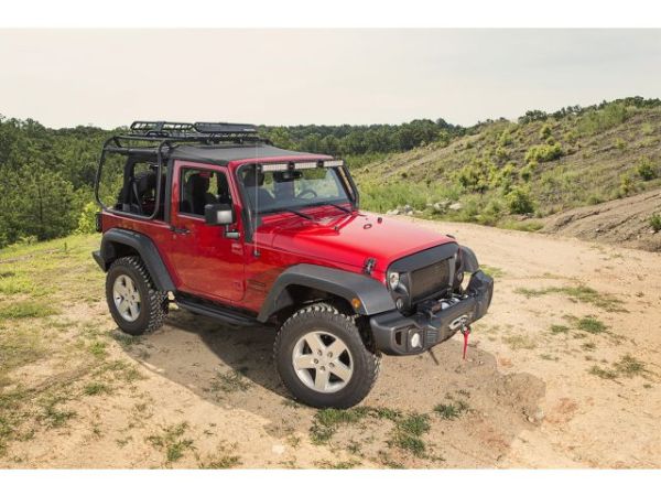 DachträgerKorb Spartacus Roof Rack Basket, Black, W/Deflector Jeep Wrangler JK 07-