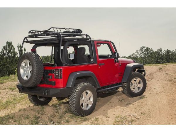 DachträgerKorb Spartacus Roof Rack Basket, Black, W/Deflector Jeep Wrangler JK 07-