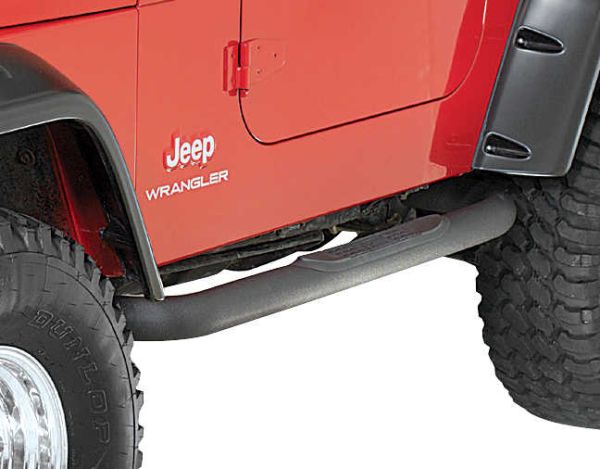 Flankenschutz Jeep Wrangler YJ 87-95 schwarz texturiert Rugged Ridge 11591.03 3-In Round Side Step Blk 87-95(YJ)