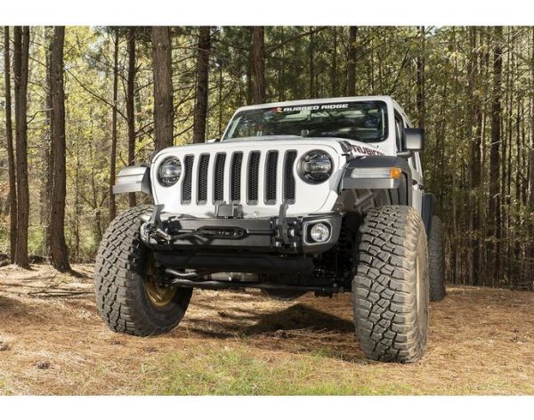 Frontstoßstange ARCUS schwarz mit Haken Jeep Wrangler JL 18- Gladiator 20- Rugged Ridge 11549.04 Arcus Front Bumper Set, W/Tray