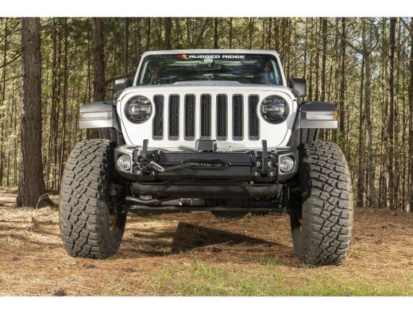 Frontstoßstange ARCUS schwarz mit Haken Jeep Wrangler JL 18- Gladiator 20- Rugged Ridge 11549.04 Arcus Front Bumper Set, W/Tray