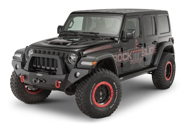 Frontstoßstange starr mit Rammschutz und Windenplatte Jeep Wrangler JL 18- Rock-Slide Engineering FB-F-100-JL Rigid Front Bumper