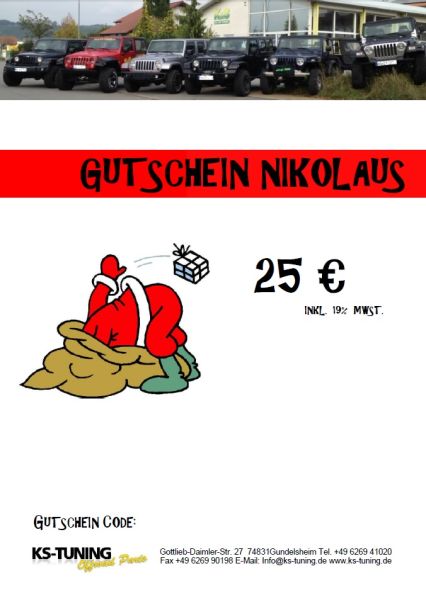 Gutschein zu Nikolaus 25,00 Euro