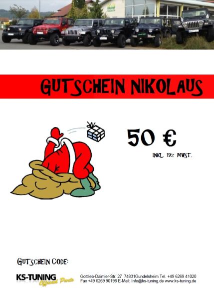 Gutschein zu Nikolaus 50,00 Euro