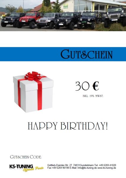 Gutschein zum Geburtstag 30,00 Euro