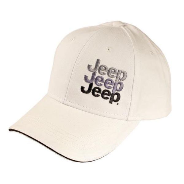 Jeep Cap Kappe Basecap weiss - grau bestickt Jeep Merchandise Hat-JEchoGrays Jeep Logo Echo Hat