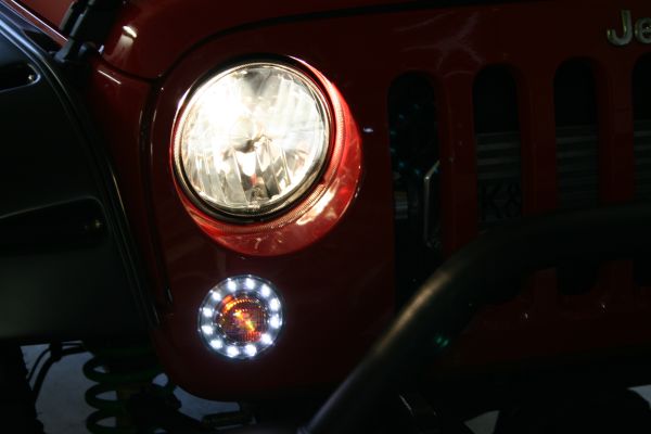 K+S Scheinwerferumbau LED Standlicht / Blinkerlicht m.E-Prüfz. Jeep Wrangler JK
