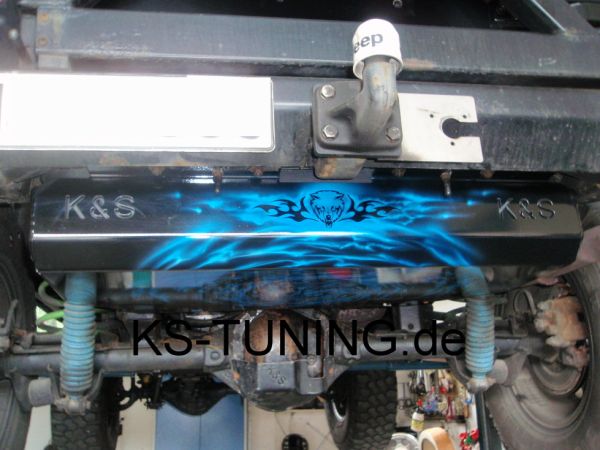 K+S Tankschutzplatte Skid Plate Jeep Wrangler TJ 1996 - 2006 schwarz Pulverbeschichtet Made in Germany