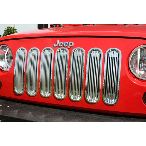 Kühlergrill Kühlerschutz chrom Aluminium hinter dem Grill Jeep Wrangler JK 07- Rugged Ridge 11401.20