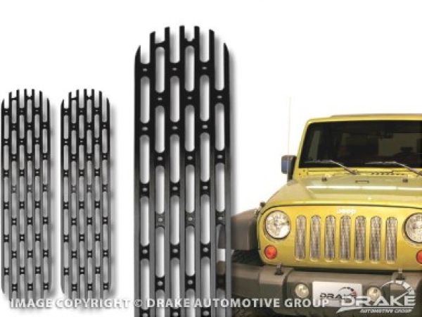 Kühlergrill Einsätze Drake Grille Inserts Aluminium schwarz Jeep Wrangler JK ab BJ 07 JP-190008-BLACK