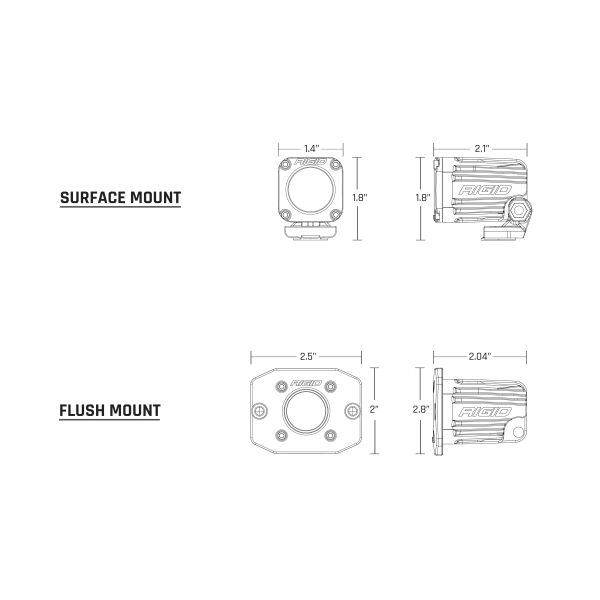 LED Rigid Scheinwerfer Versenkbar 1000 Lumen Flood Diffused Backup Kit Flush Mount Ignite RIGID 20641