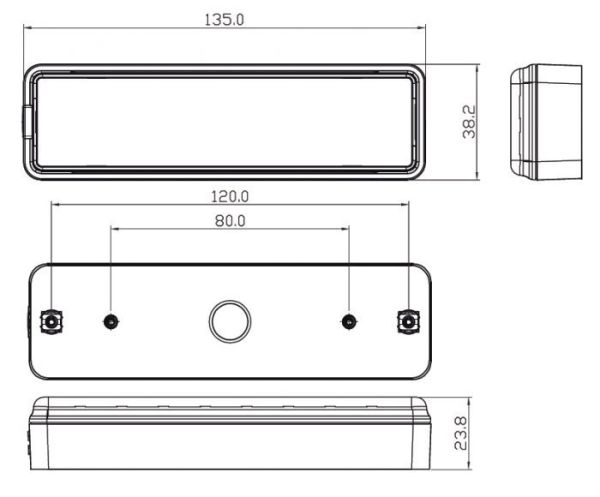 LED Rückfahrscheinwerfer Rücklicht LED 135 / 12 / 24 V FOG LAMP 135mm x 38mm x 24mm AUFBAU