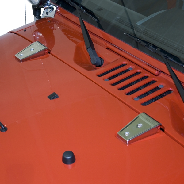 Motorhaubenscharnier Set Edelstahl Jeep Wrangler JK 07-18 Rugged Ridge 11111.10 Hood Hinge Covers, Stainless, 07-18 Wrangler JK