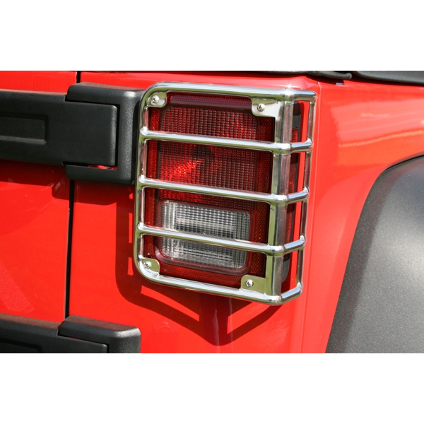 Rückleuchtenschutz Lampenschutzgitter Edelstahl Jeep Wrangler JK 07-18 Rugged Ridge 11103.03 Tail Light Euro Guards, 07-18 Jeep 