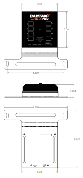 Schalterpanel Jeep Wrangler JL 2018- Spod Bantam HD Panel for JL / JT 8-Circuit / SP-BX-HD-JL