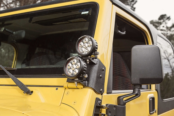 Scheinwerferhalter schwarz Dual mit LED Scheinwerfer Jeep Wrangler TJ Dual A-Pillar LED Kit, 3.5-Inch Round; 97-06 TJ/LJ 11232.3