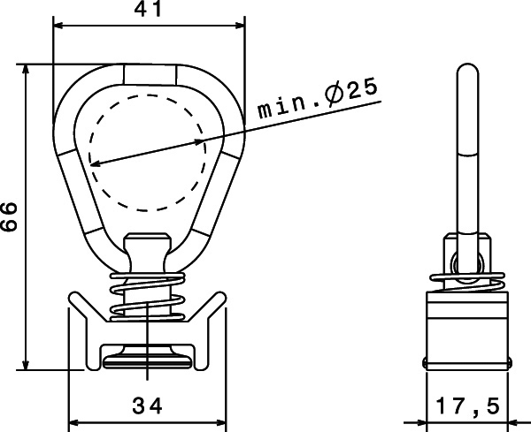 Single-Stud Fitting mit Triangel, Belastbarkeit 300 daN 60-511275-0080