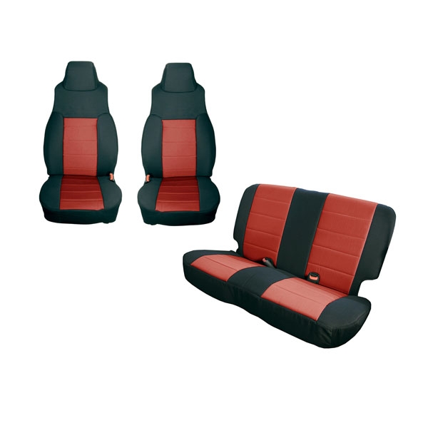 Sitzbezug Schwarz/Rot Set Jeep Wrangler TJ 97-02 Rugged Ridge 13292.53 Seat Cover Kit, Black/Red; 97-02 Jeep Wrangler TJ