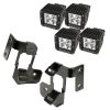 Halter Scheinwerfer Set Dual schwarz semi-gloss mit 4 LED Scheinwerfer eckig 3