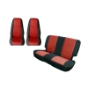 Sitzbezug Schwarz/rot Set Jeep CJ Wrangler YJ 80-90 Rugged Ridge 13290.53 Seat Cover Kit, Black/Red; 80-90 Jeep CJ/YJ